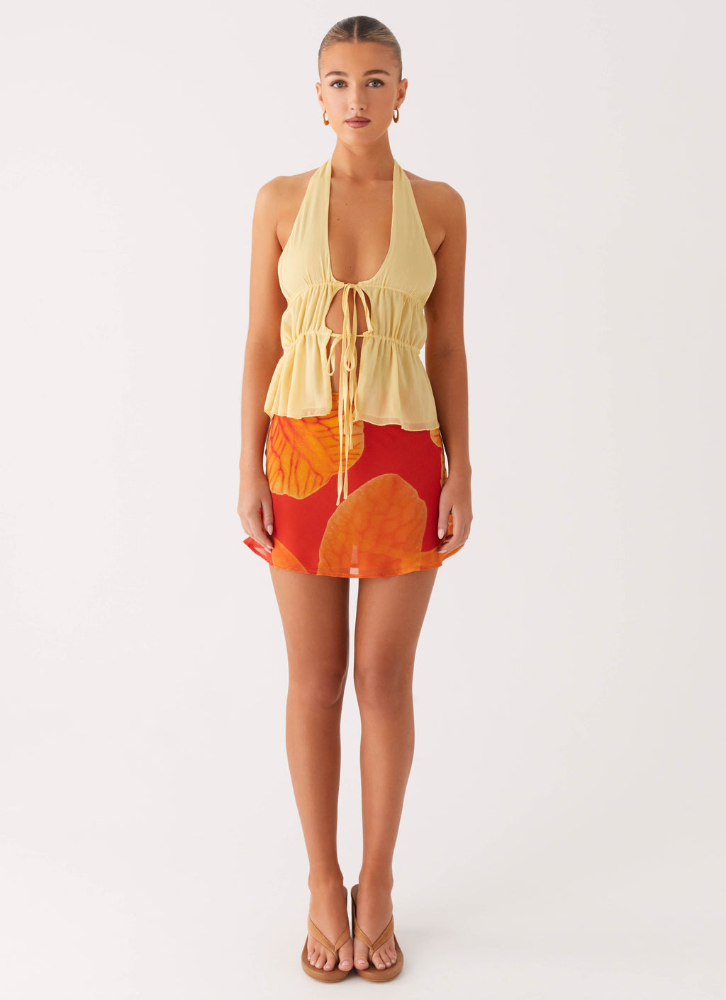 Breezy Palms Mini Skirt - Serene Orange