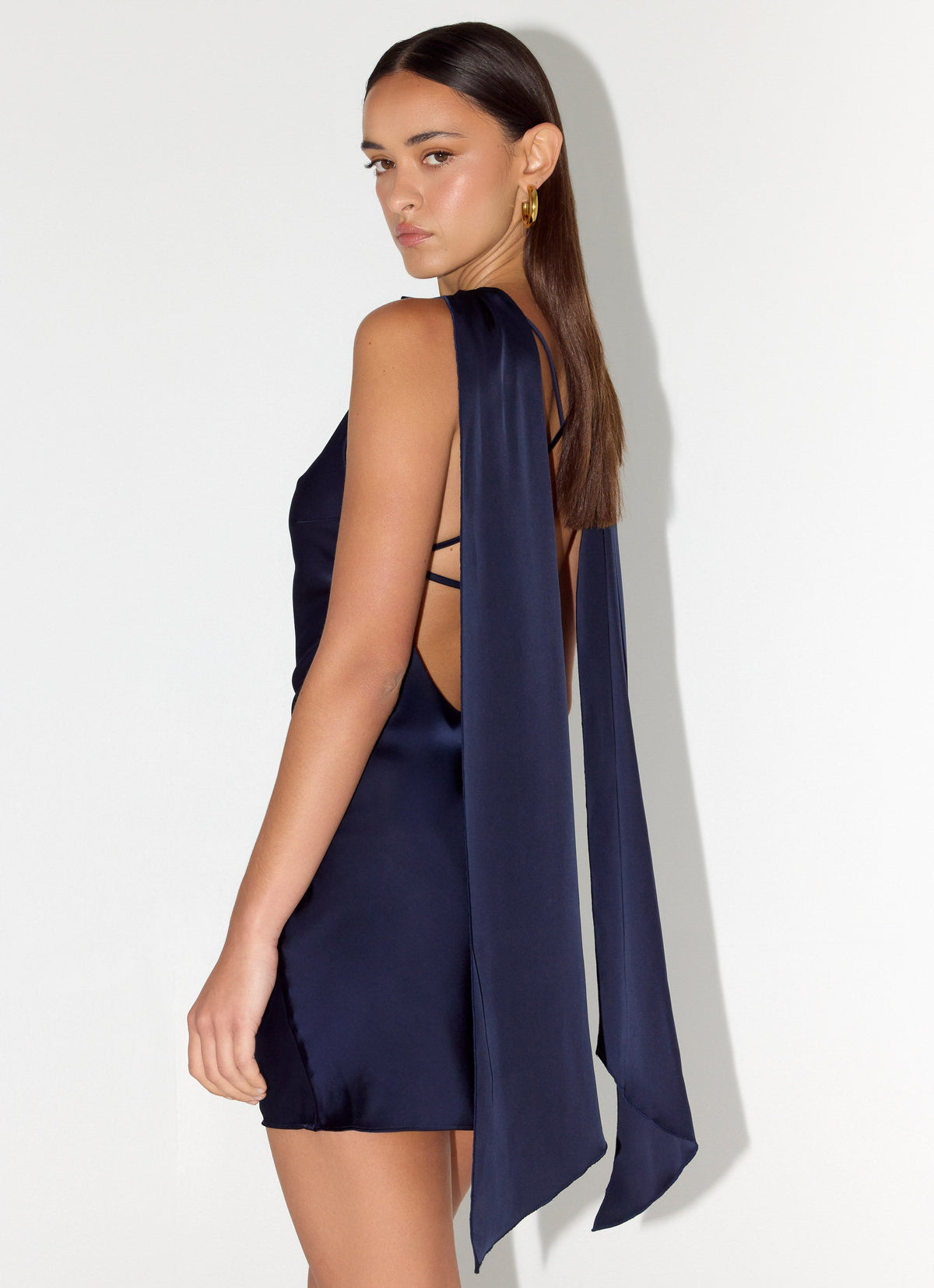 Cerina High Neck Mini Dress - Navy