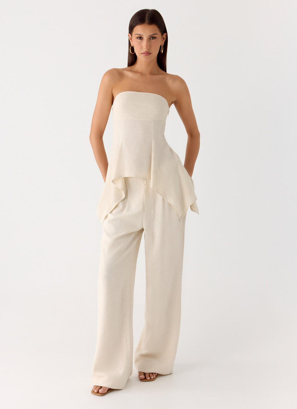 Delong Low Rise Linen Pants - Oatmeal