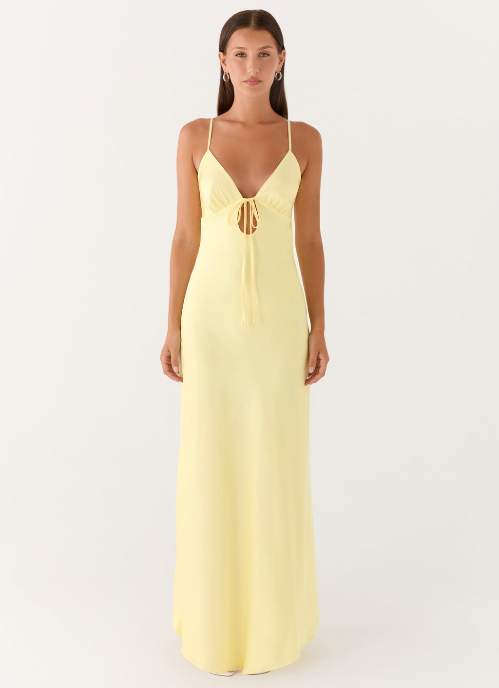 Flora Satin Maxi Dress - Lemon