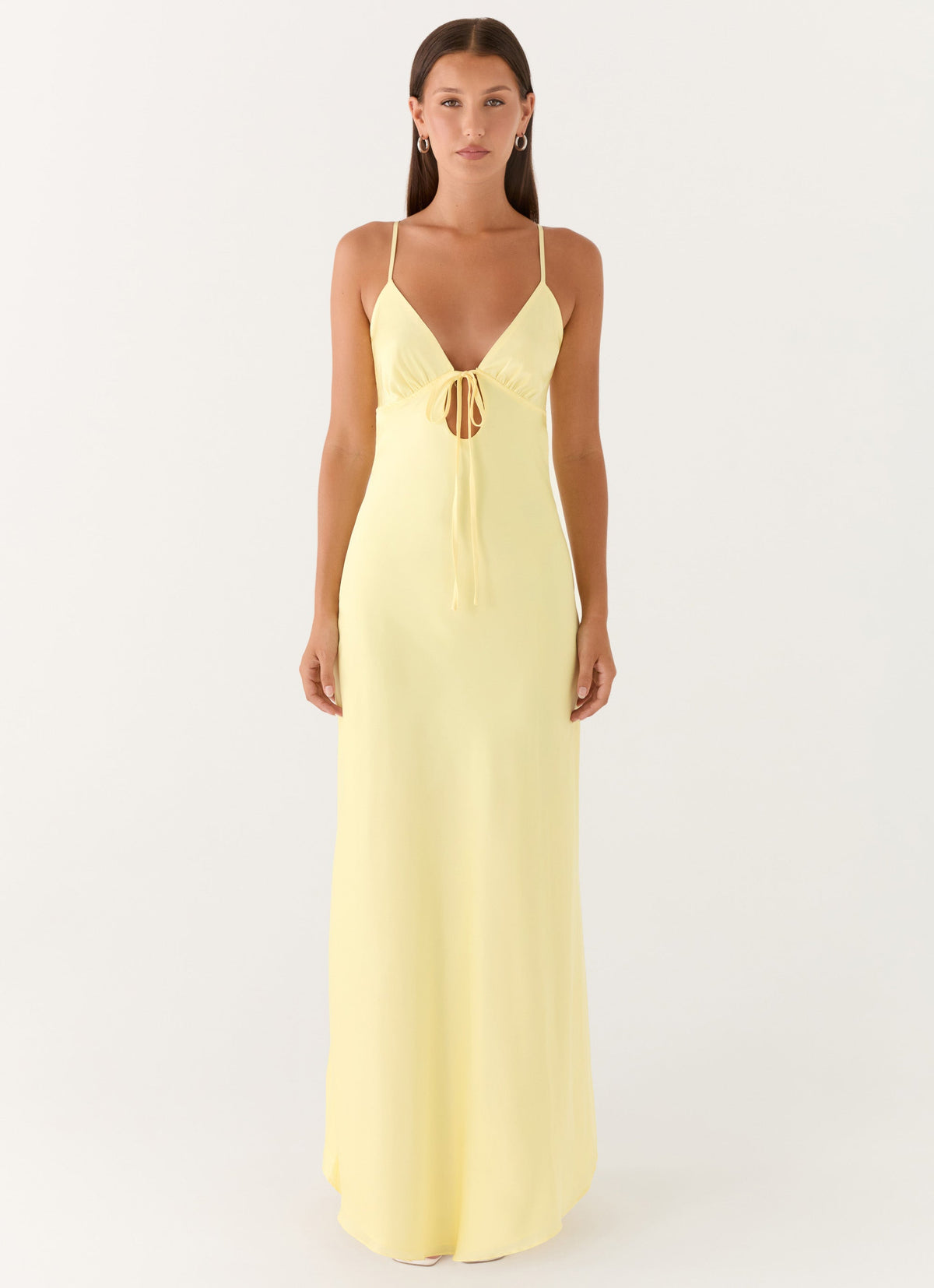 Flora Satin Maxi Dress - Lemon