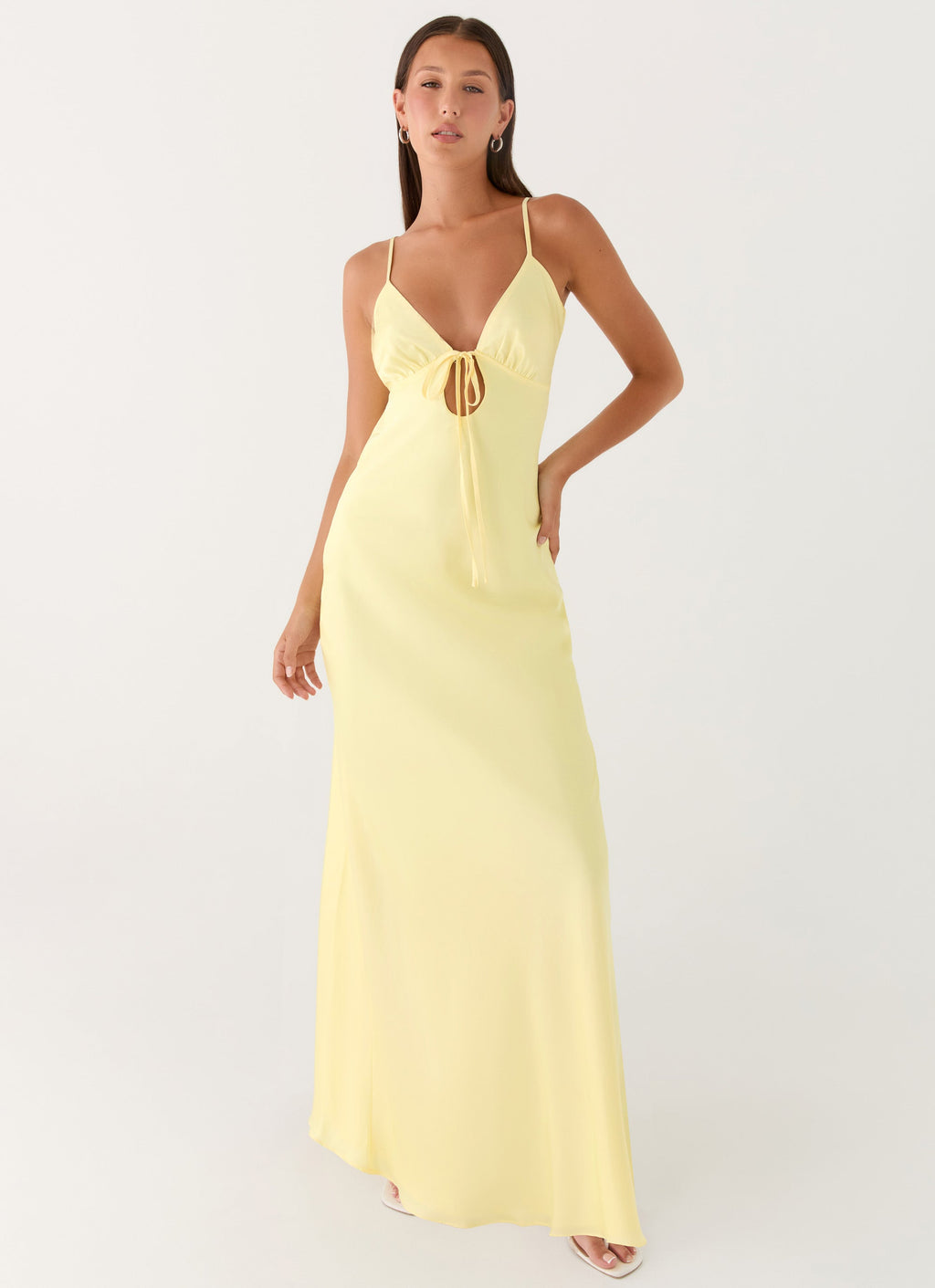 Flora Satin Maxi Dress - Lemon