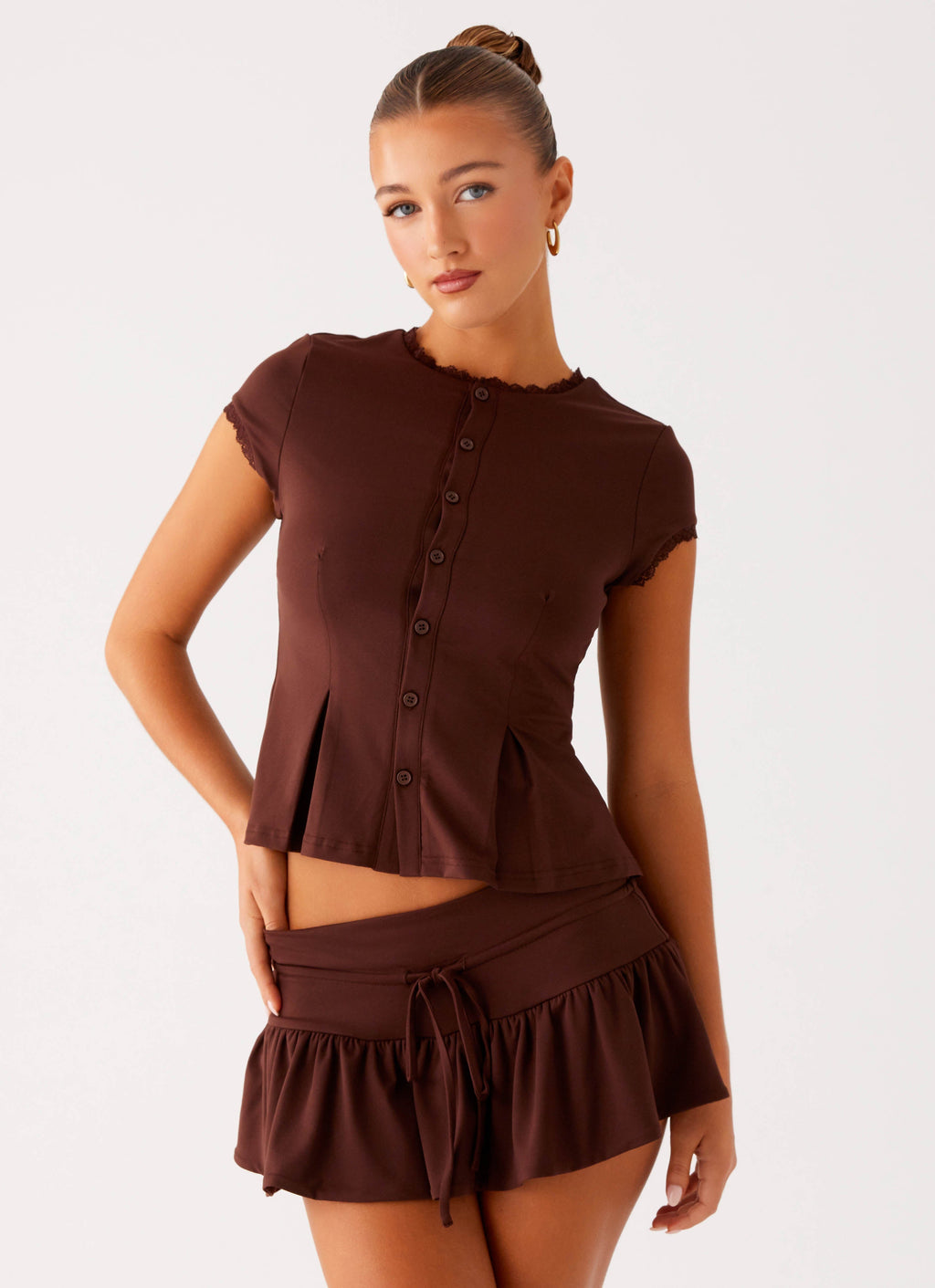 Landon Mini Skort - Chocolate