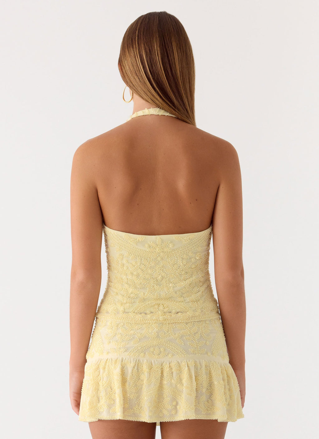 Mimi Beaded Mini Skort - Yellow