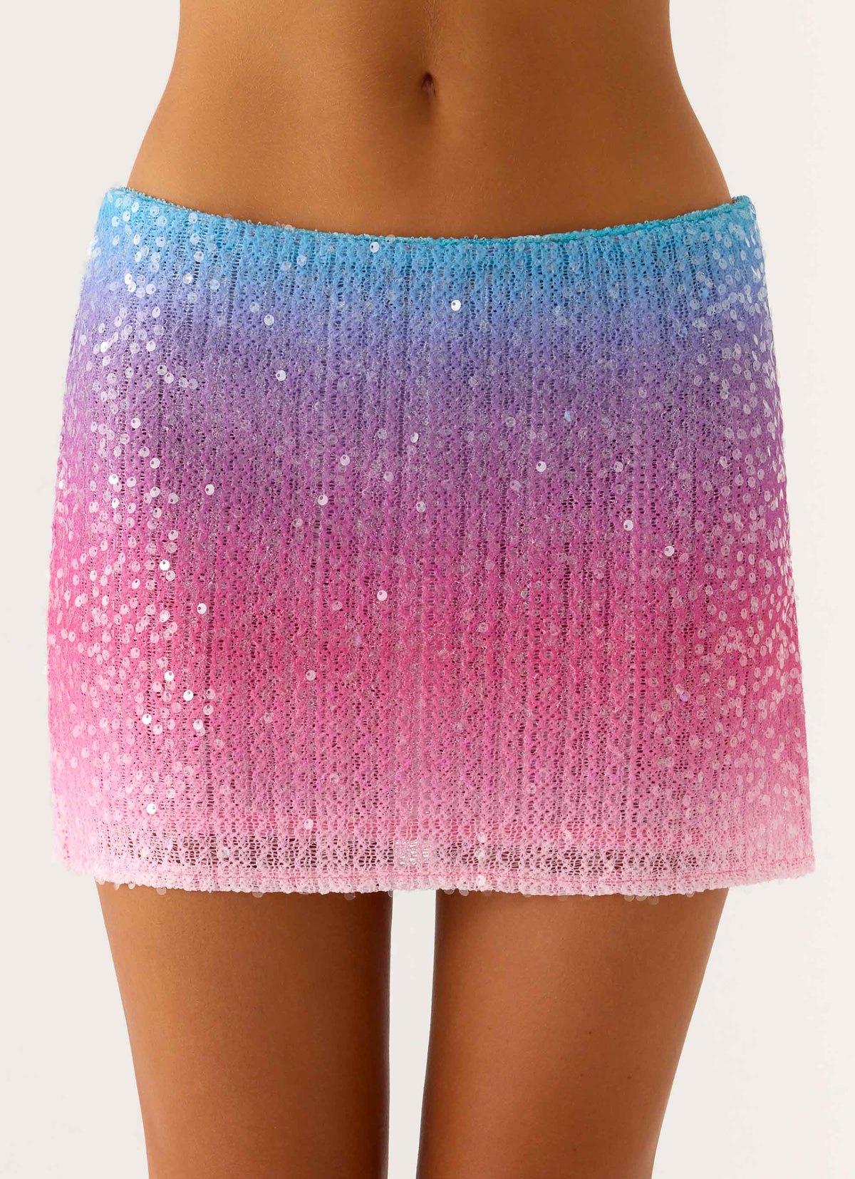 One More Time Sequin Knit Mini Skirt - Disco Ombre