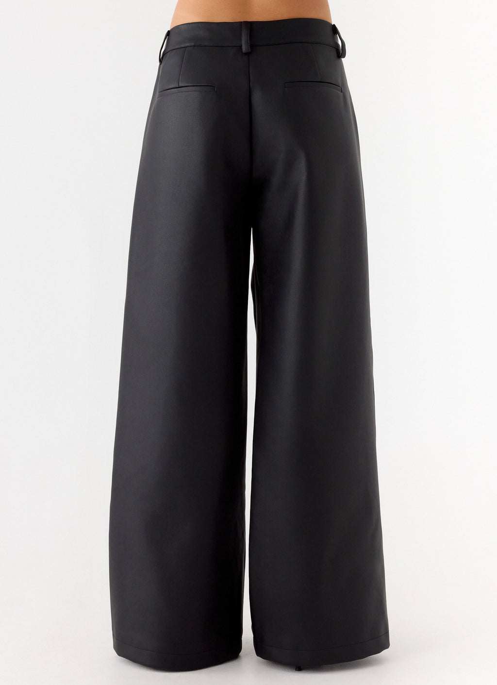 Samuel Low Rise Faux Leather Pants - Black